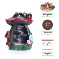 Backflow Incense Burner, Resin, mushroom, half handmade, for home and office & durable, 150x140x140mm, Sold By PC