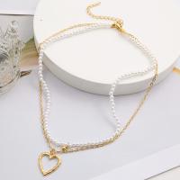 Zinc Alloy Necklace with Plastic Pearl with 2.95inch extender chain gold color plated fashion jewelry & for woman nickel lead & cadmium free Length Approx 16.34 Inch Sold By PC