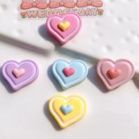 Mobile Phone DIY Decoration, Resin, Heart, more colors for choice, 24x21mm, 20PCs/Lot, Sold By Lot