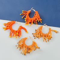Zink Alloy Droppörhänge, med Seedbead, mode smycken & för kvinna, fler färger för val, 56x52mm, Säljs av Par