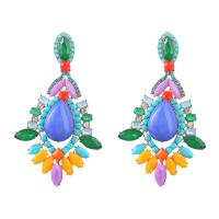 Tibetan Style Drop Earring, with Acrylic, fashion jewelry & for woman, multi-colored, 90x53mm, Sold By Pair