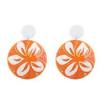 Acetate Drop Earring, with Tibetan Style, fashion jewelry & for woman, orange, 54x29mm, Sold By Pair