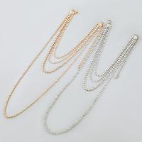Multi Layer Necklace, Tibetan Style, with 14..3cm extender chain, plated, fashion jewelry & multilayer & for woman & with rhinestone, more colors for choice, Length:31.7 cm, Sold By PC