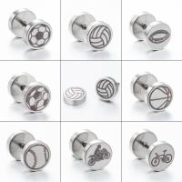 Stainless Steel Stud Earrings 304 Stainless Steel polished fashion jewelry & for woman original color Sold By Pair