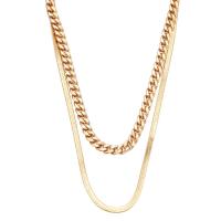 Mode-Multi-Layer-Halskette, Zinklegierung, goldfarben plattiert, Doppelschicht & Modeschmuck & für Frau, goldfarben, Länge 45 cm, verkauft von PC