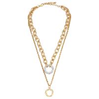 Mode-Multi-Layer-Halskette, Zinklegierung, goldfarben plattiert, Doppelschicht & Modeschmuck & für Frau & mit Strass, goldfarben, Länge 48 cm, verkauft von PC