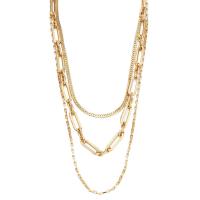 Mode-Multi-Layer-Halskette, Zinklegierung, goldfarben plattiert, drei Schichten & Modeschmuck & für Frau, goldfarben, Länge 55 cm, verkauft von PC