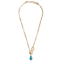 Zinc Alloy Jewelry Necklace with turquoise gold color plated fashion jewelry & for woman golden Length 47 cm Sold By PC