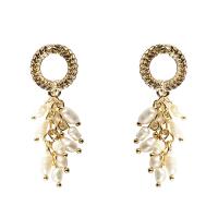 Tibetan Style Drop Earrings, with Plastic Pearl, plated, fashion jewelry & for woman, 49mm, Sold By Pair