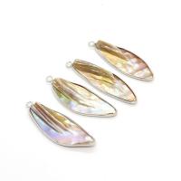 Shell Pendants, Natural Seashell, with Brass, Leaf, silver color plated, Unisex, 13x35-18x45mm, Sold By PC