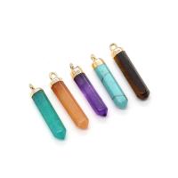 Gemstone Pendants Jewelry Natural Stone with Brass Conical gold color plated & Unisex Sold By PC