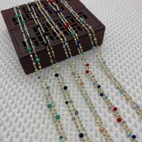 Decorative Beaded Chain Brass with Gemstone gold color plated DIY nickel lead & cadmium free Approx Sold By Spool
