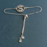 Titanium Steel Bracelet & Bangle Dollar Sign Vacuum Ion Plating Unisex & hollow Length Approx 18 cm Sold By PC
