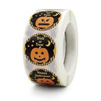 Kleber +Aufkleber Aufkleber Papier, rund, Design für Halloween, gemischte Farben, 25mm, ca. 500PCs/Spule, verkauft von Spule