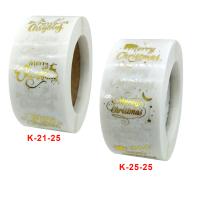 Kleber +Aufkleber Aufkleber Papier, rund, Weihnachts-Design & Golddruck, keine, 25mm, ca. 500PCs/Spule, verkauft von Spule