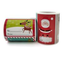 Klæbemiddel+Klistermærke Sticker Paper, Rektangel, Juledesign, flere farver til valg, 50x75mm, Ca. 250pc'er/Spool, Solgt af Spool