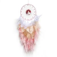 Мода Dreamcatcher, перья, с Хлопковая нить & Пластиковая жемчужина & Железо, Связанный вручную, Висит, разноцветный, 155x730mm, продается PC