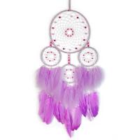 Fashion Dream Catcher, Feather, with Cotton Thread & Plastic Pearl & Iron, handmade, hanging, purple, 200x780mm, Sold By PC