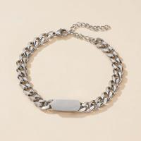 Titanium Steel Bracelet & Bangle, with 1.97 extender chain, silver color plated, Unisex, silver color, Length:6.5 Inch, Sold By PC