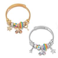 European Bracelet, 304 Stainless Steel, Galvanic plating, Unisex & enamel & with rhinestone, more colors for choice, 60mm, Sold By PC