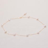 Freshwater Pearl Brass Necklace with Brass Rice gold color plated for woman white 7-8mm Length 16.96 Inch Sold By PC