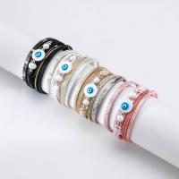 Evil Eye Jewelry Bracelet PU Leather with Plastic Pearl & Zinc Alloy fashion jewelry & multilayer & for woman 24mm Length Approx 7.6 Inch Sold By PC