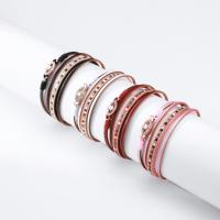 PU Leather Cord Bracelets with Zinc Alloy multilayer & for woman & with rhinestone 12mm 20mm Length Approx 7.67 Inch Sold By PC