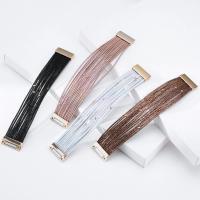 Bracelets cordon PU, cuir PU, avec alliage de zinc, multicouche & pour femme, plus de couleurs à choisir, 30mm, Longueur Environ 7.87 pouce, Vendu par PC
