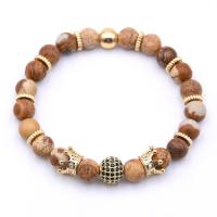 Gemstone Bracelets, with Brass, different materials for choice & Unisex & micro pave cubic zirconia, Length:Approx 7.48 Inch, Sold By PC