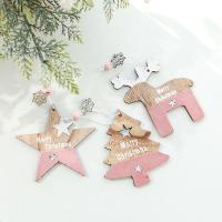 Wood Christmas Tree Decoration, brushwork, Different Shape for Choice & Christmas jewelry, pink, Sold By PC