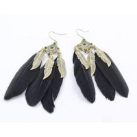 Fashion Feather Earring, Tibetan Style, with Feather, Leaf, antique bronze color plated, vintage & fashion jewelry & Bohemian style & for woman, more colors for choice, nickel, lead & cadmium free, 100mm, Sold By Pair