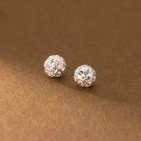 925 Sterling Silver Spacer Bead silver color plated & hollow silver color Sold By PC