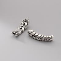 925 Sterling Silver Curved Tube Beads, Wheat, silver color plated, different size for choice & matte, original color, Sold By PC