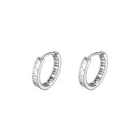 925 Sterling Silver Hoop Earrings, platinum plated, fashion jewelry & for woman, original color, 12mm, Sold By Pair