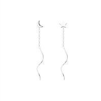 925 Sterling Silver Drop &  Dangle Earrings platinum plated & for woman original color 40mm Sold By Pair