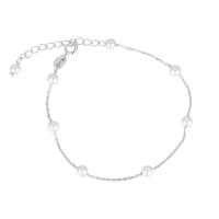 Sterling Silver Náramky, 925 Sterling Silver, s Plastové Pearl, platina á, módní šperky & pro ženy, Původní barva, 190mm, Prodáno By PC