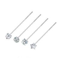 Cubic Zirconia Micro Pave Sterling Silver Earring, 925 Sterling Silver, platinum plated, different size for choice & different styles for choice & micro pave cubic zirconia & for woman, original color, Sold By Pair