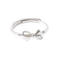 925 Sterling Silver Finger Rings Bowknot platinum plated Adjustable & for woman original color Sold By PC