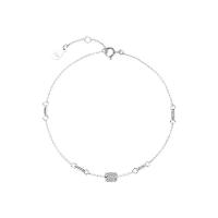 Cubic Zirconia Micro Pave Sterling Silver Bracelet, 925 Sterling Silver, platinum plated, micro pave cubic zirconia & for woman, original color, 200mm, Sold By PC