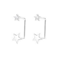 925 Sterling Silver Stud Earrings Star plated fashion jewelry & for woman 18mm Sold By Pair