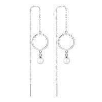 925 Sterling Silver Thread Through Earrings with Shell Pearl plated fashion jewelry & for woman 100mm Sold By Pair