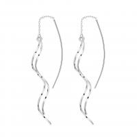 925 Sterling Silver Thread Through Earrings plated fashion jewelry & for woman 70mm Sold By Pair