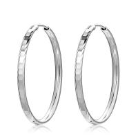 925 Sterling Silver Hoop Earrings, platinum plated, fashion jewelry & for woman, original color, 37mm, Sold By Lot