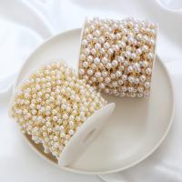 Messing dekorative Kette, mit ABS-Kunststoff-Perlen, 18K vergoldet, DIY & verschiedene Größen vorhanden, 25HofHof/Menge, verkauft von Menge