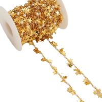 Brass Beading Chains with Plastic Pearl 18K gold plated DIY Sold By Lot