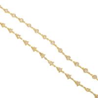 Brass Beading Chains with Cubic Zirconia 18K gold plated DIY 4mm Sold By Lot