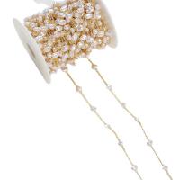Chaîne décorative en laiton, avec perle de plastique, Plaqué or 18K, DIY & styles différents pour le choix, 20yardsyard/lot, Vendu par lot