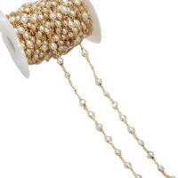 Messing dekorative Kette, mit Kunststoff Perlen, 18K vergoldet, DIY & verschiedene Stile für Wahl, 25WerftenHof/Menge, verkauft von Menge