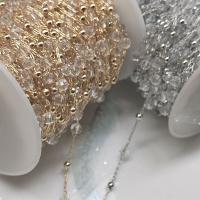 Messing Kugelkette, mit Kristall, plattiert, DIY, keine, 4mm,3mm, 2m/Menge, verkauft von Menge