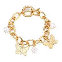 Tibetan Style Bracelet, with ABS Plastic Pearl, gold color plated, fashion jewelry & for woman, golden, 22mm, Length:20 cm, Sold By PC